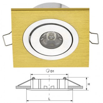 Vgradna LED svetilka SAS-14 zlata - kvadratna, 4000K 1W