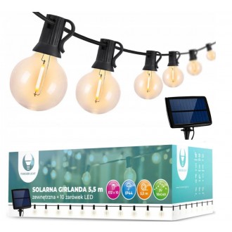 LED solarna svetlobna veriga / girlanda 5.5m 10xE12 IP44