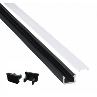 LED profil Lumines X dolžine 2m, črn – nadometni, komplet s pokrovom