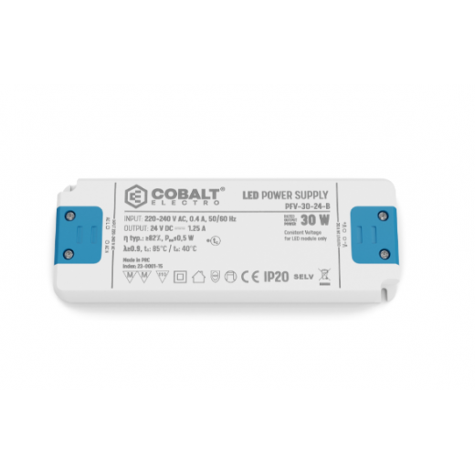 Cobalt napajalnik za Led trak 30W/24V/IP20 PFV-B Cobalt napajalnik za Led trak 30W/24V/IP20 PFV-B